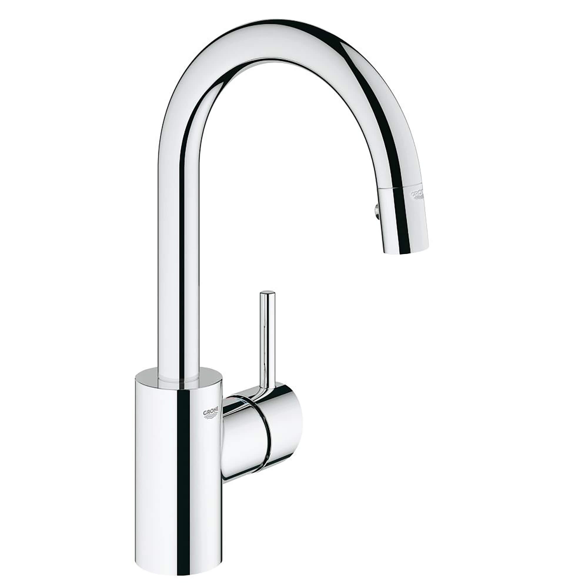 Single Handle Pull Down Dual Spray Kitchen Faucet 175 GPM GROHE CHROME